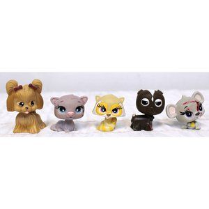 5 Pc Bobblehead Animal Figurines Dog Yellow Raccoon Mouse Ferret Bratz Pet Pals